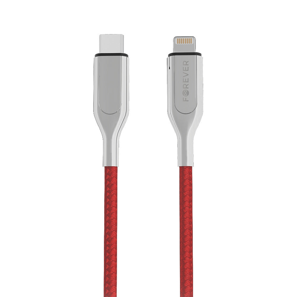 Forever Core Ultra Fast USB C to Lightning cable MFi, 2.4A, PD 18W, 1.5m, red