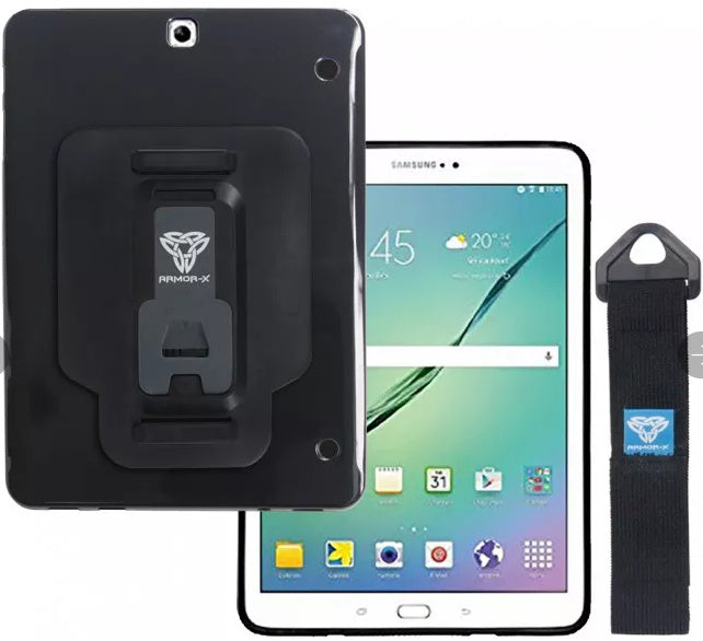 Armor-X PXT iskunkestävä kotelo with hja strap Samsung Galaxy Tab S2 9.7", musta
