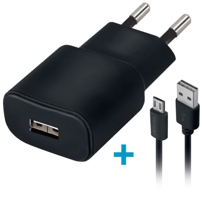 Forever USB Charger + Micro USB cable 1A, 1m, black
