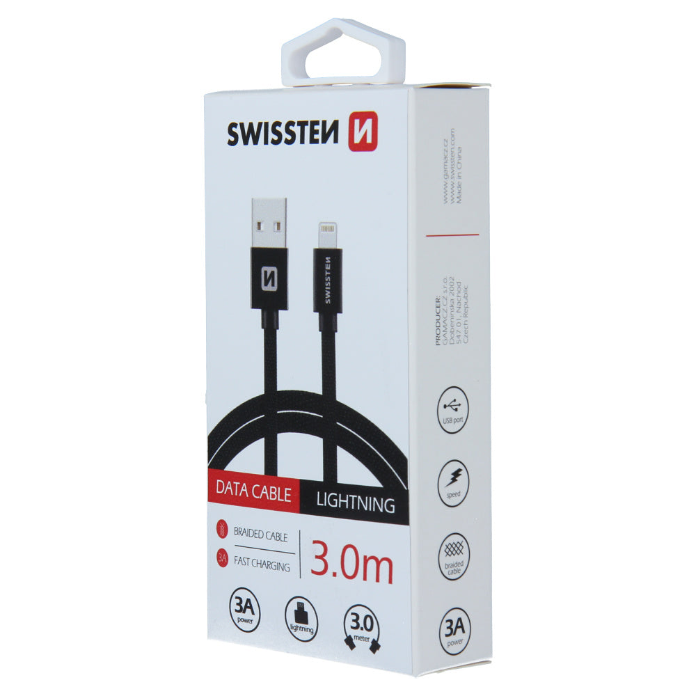 Swissten Lightning Cable - 3M Black