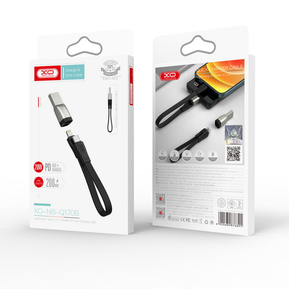 XO NB-Q170B 2in1 Adapteri Type-C To Lightning 0W 0.2M - Musta
