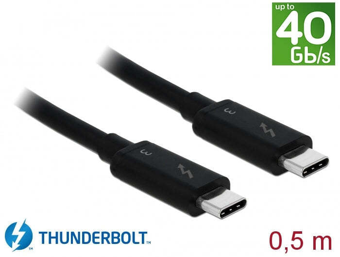 DeLock Thunderbolt 3 Adapter USB-C to USB-C 0.5 m 40 Gbps 100 W 4K UHD video