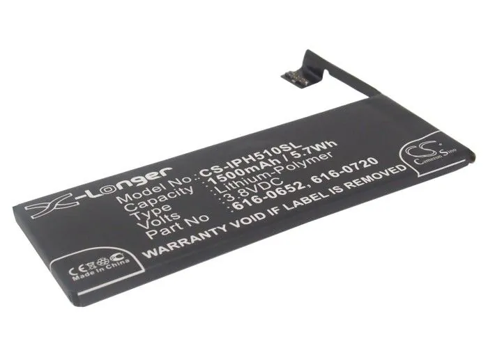 Cameron Sino CS-IPH510SL 1500mAh litiumpolymeeriakku Apple iPhone 5 musta X-Longer
