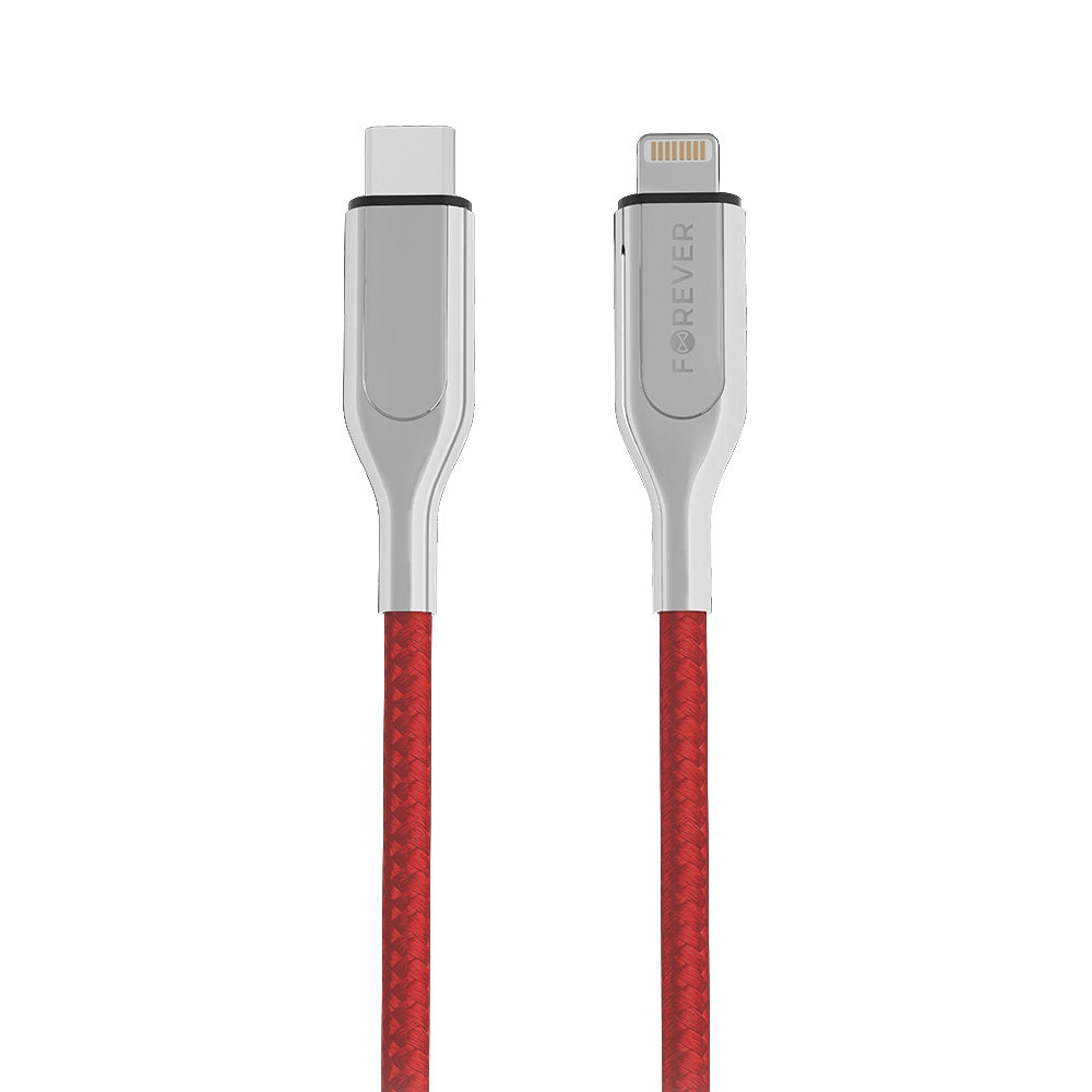 Forever Core Ultra Fast USB C to Lightning cable MFi, 2,4A, PD 18W, 1.5m, red - DigiShopGroupOY