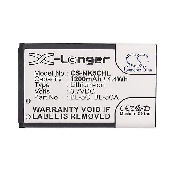 CS-NK5CHL BL-5C, BL-5CA, Nokia N-Gage 3120, 1200 mAh Battery - DigiShop