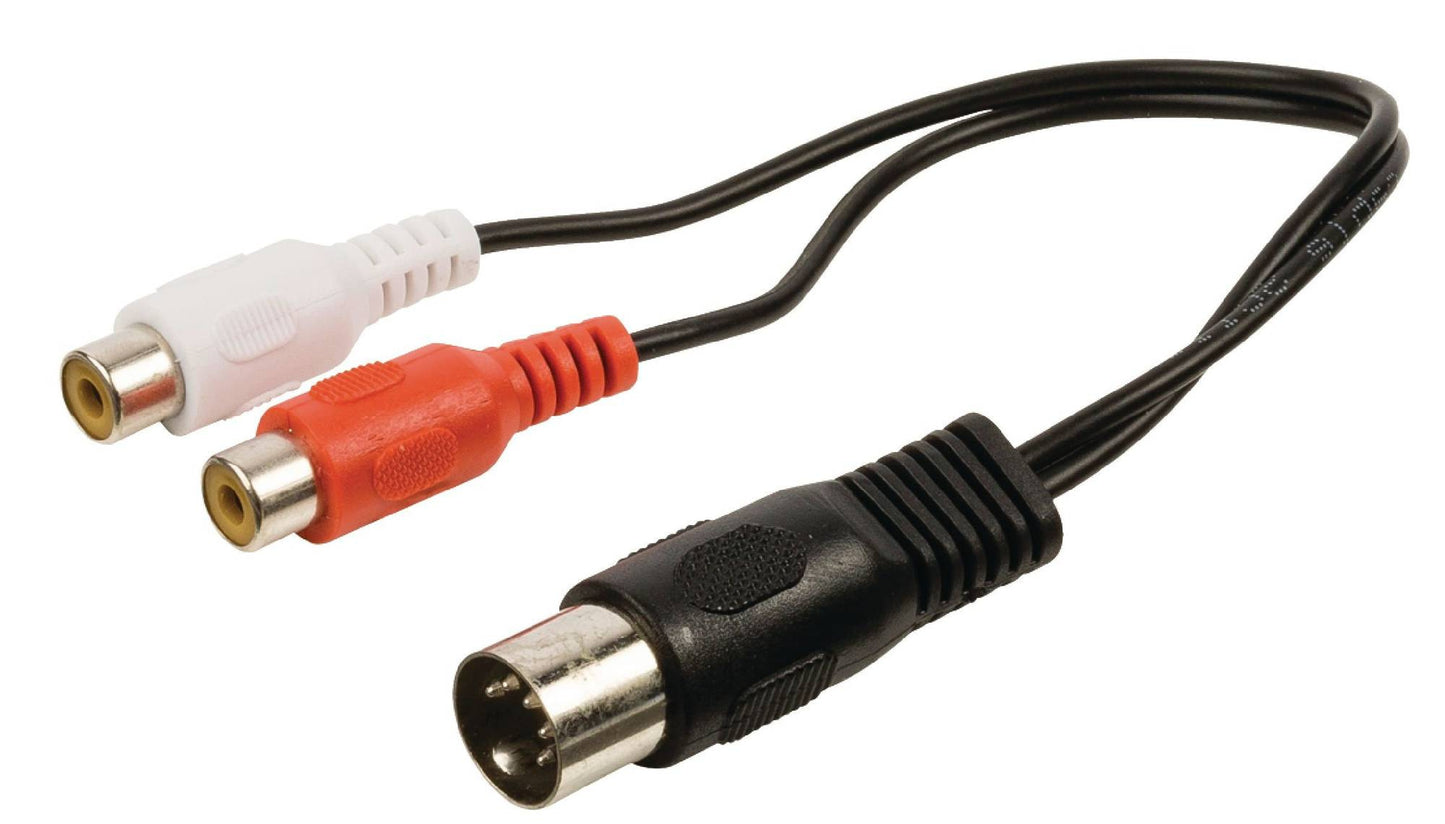 Valueline DIN audio adapter cable, 5-pin male-2xRCA female black