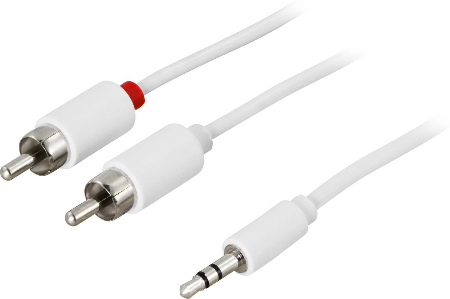 DELTACO RCA Äänikaapeli, 3,5mm uros - 2xRCA uros, 0,5m, valkoinen