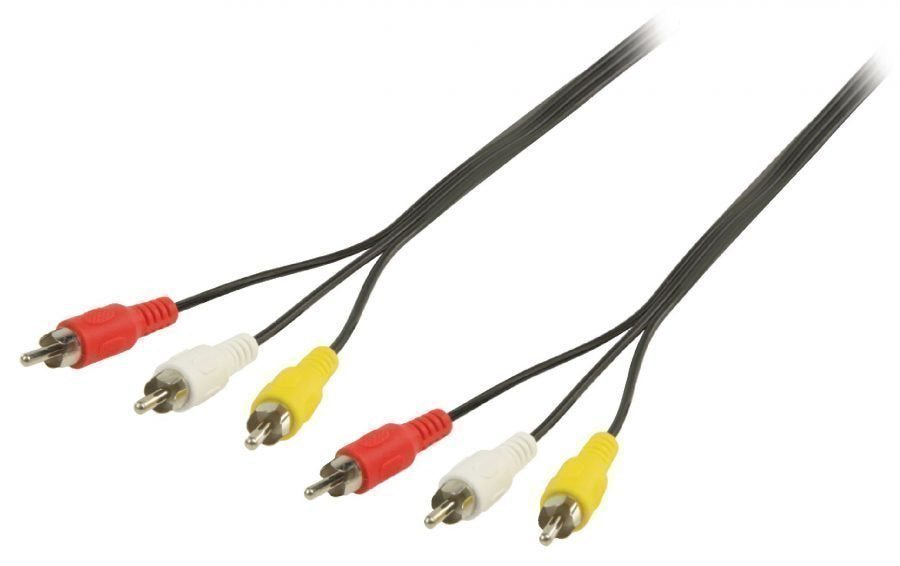 Nedis RCA AV-kaapeli, 3xRCA Uros-3xRCA Uros, 5M musta