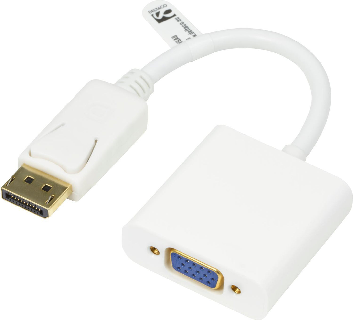 Deltaco DisplayPort - VGA sovitin, Valkoinen