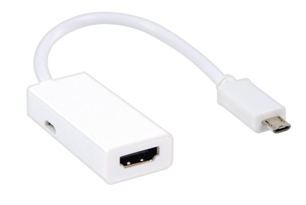 Valueline MHL MicroUSB - HDMI Adapter, 0.2M White