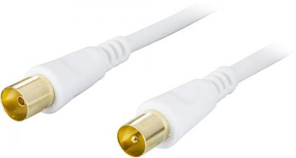 DELTACO Antenna cable, 3C-2V, 75 ohms, ferrite core, gold-plated connectors, 1 m white