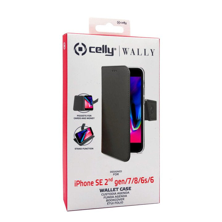 Celly Wally Lompakkokotelo iPhone 6 / 6s / 7 / 8 / SE 2, musta