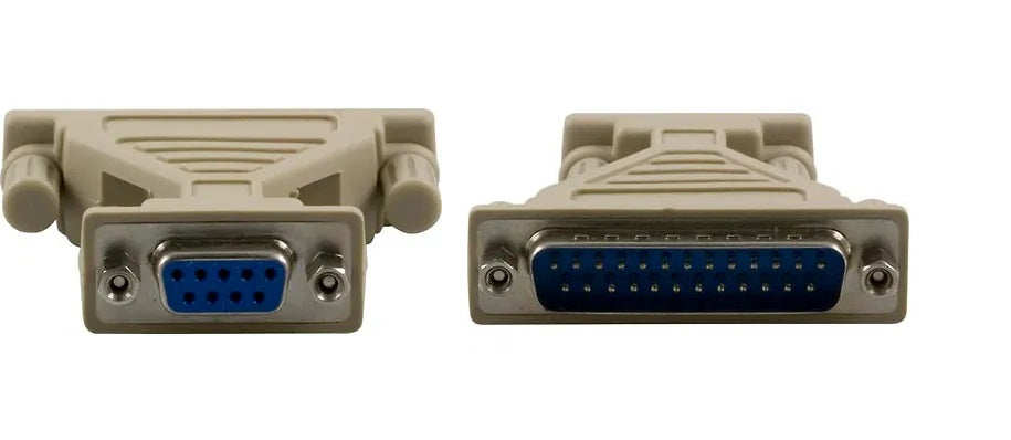 DELTACO Adapter, DB9 female - DB25 male, Gray