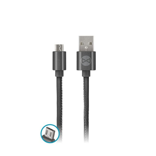 Forever Leather Micro USB cable 2A, 1m, black
