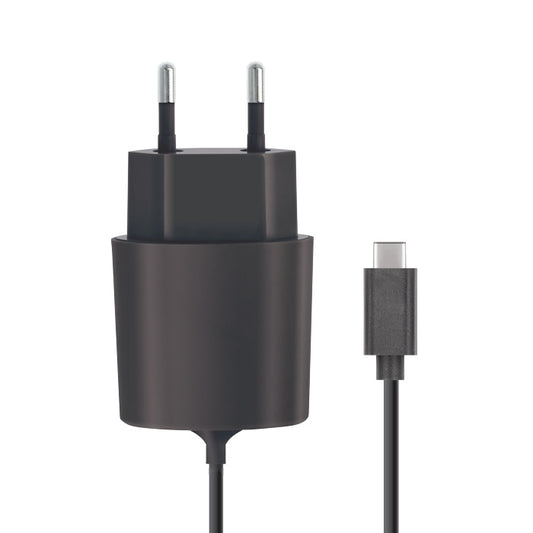 Forever Wall Charger with USB C cable, 2,1A, 1,2m, black