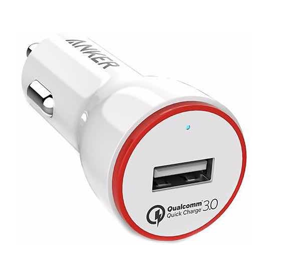 ANKER PowerDrive+1 Car Charger + Micro USB cable 0.9m, QC3.0 24W, white