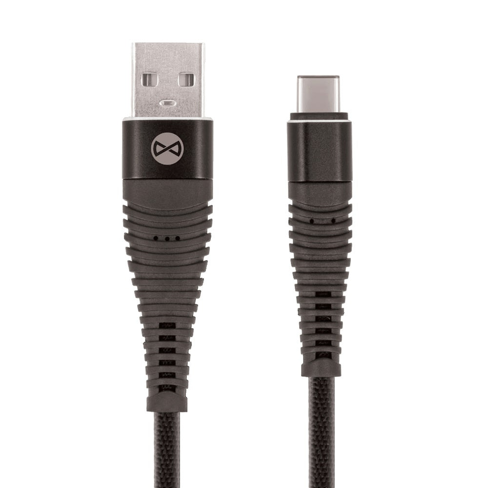 Forever Shark USB A to Type-C kaapeli 2A, 1m, musta