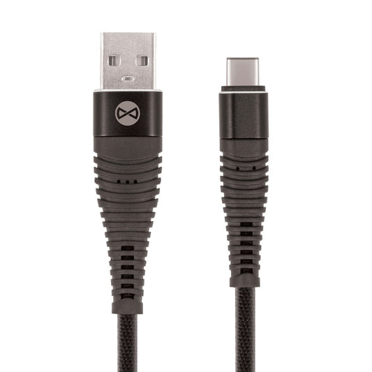 Forever Shark USB A to Type-C kaapeli 2A, 1m, musta