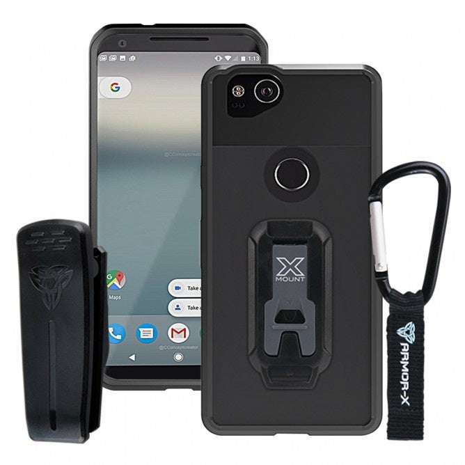 Armor-X BX3 iskunkestävä kotelo Google Pixel 2, läpinäkyvä/musta