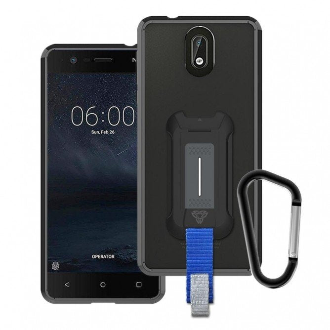 Armor-X BX3 iskunkestävä kotelo Nokia 3.1, läpinäkyvä/musta