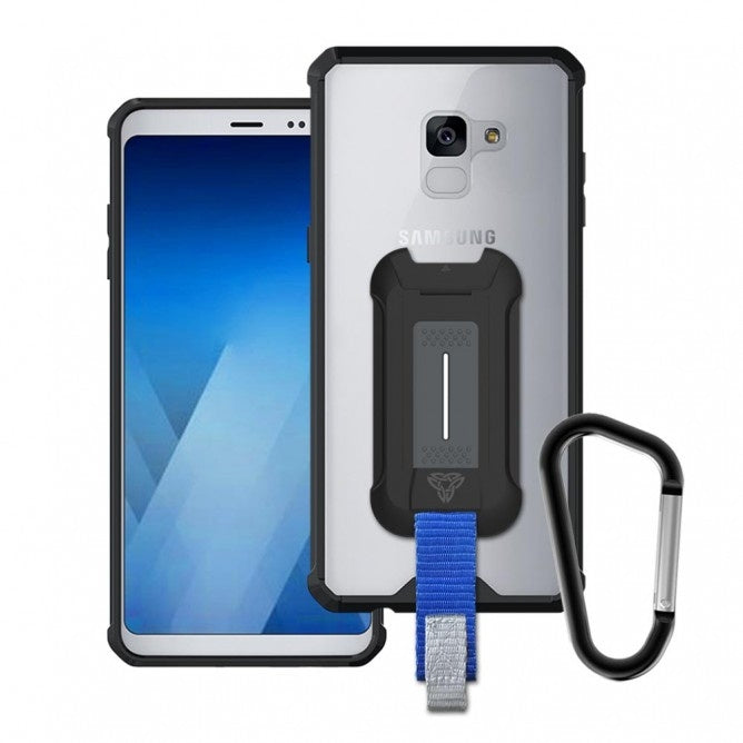 Armor-X BX2 iskunkestävä kotelo Samsung Galaxy A8 2018, läpinäkyvä/musta