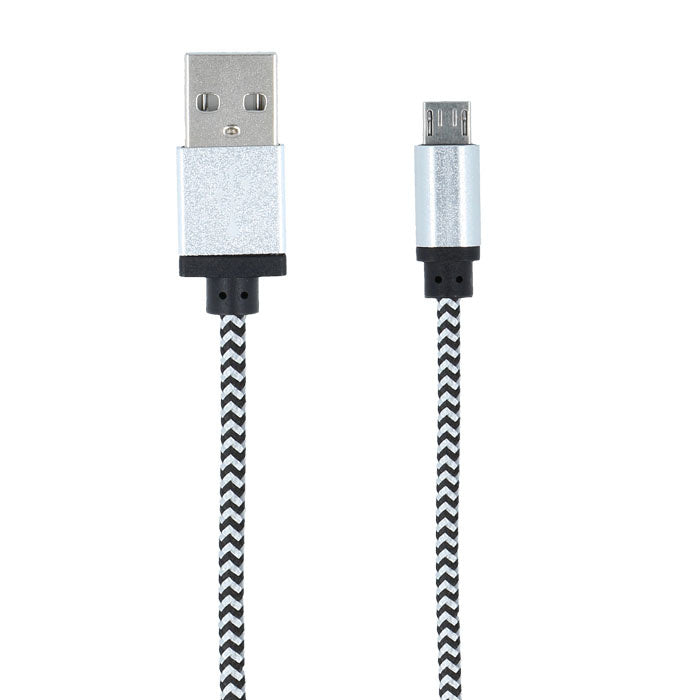 Forever Punottu Micro USB kaapeli 1m, valkohopea