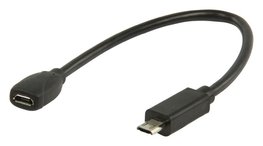 Valueline MHL-sovitinkaapeli USB 11-napainen Micro B uros - USB 5-napainen Micro B naaras, 0.20 m musta