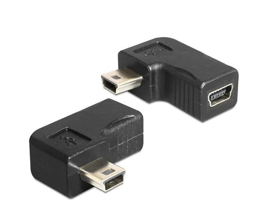 DeLOCK USB-mini, B uros-naaras Kulmasovitin, Musta