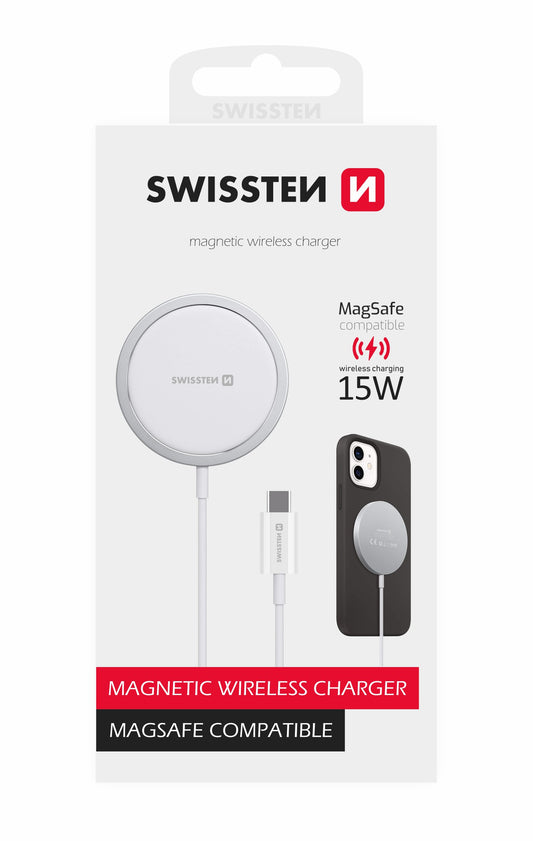 Swissten Wireless Magsafe Charger 15W, white