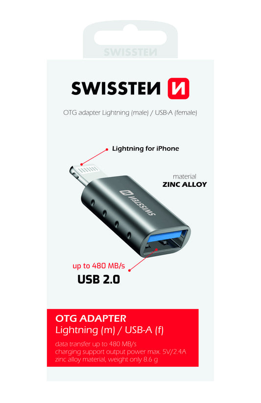 Swissten Lightning to USB-A OTG sovitin
