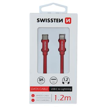 Swissten Textile USB-C to Lightning kaapeli, 1.2m, punainen