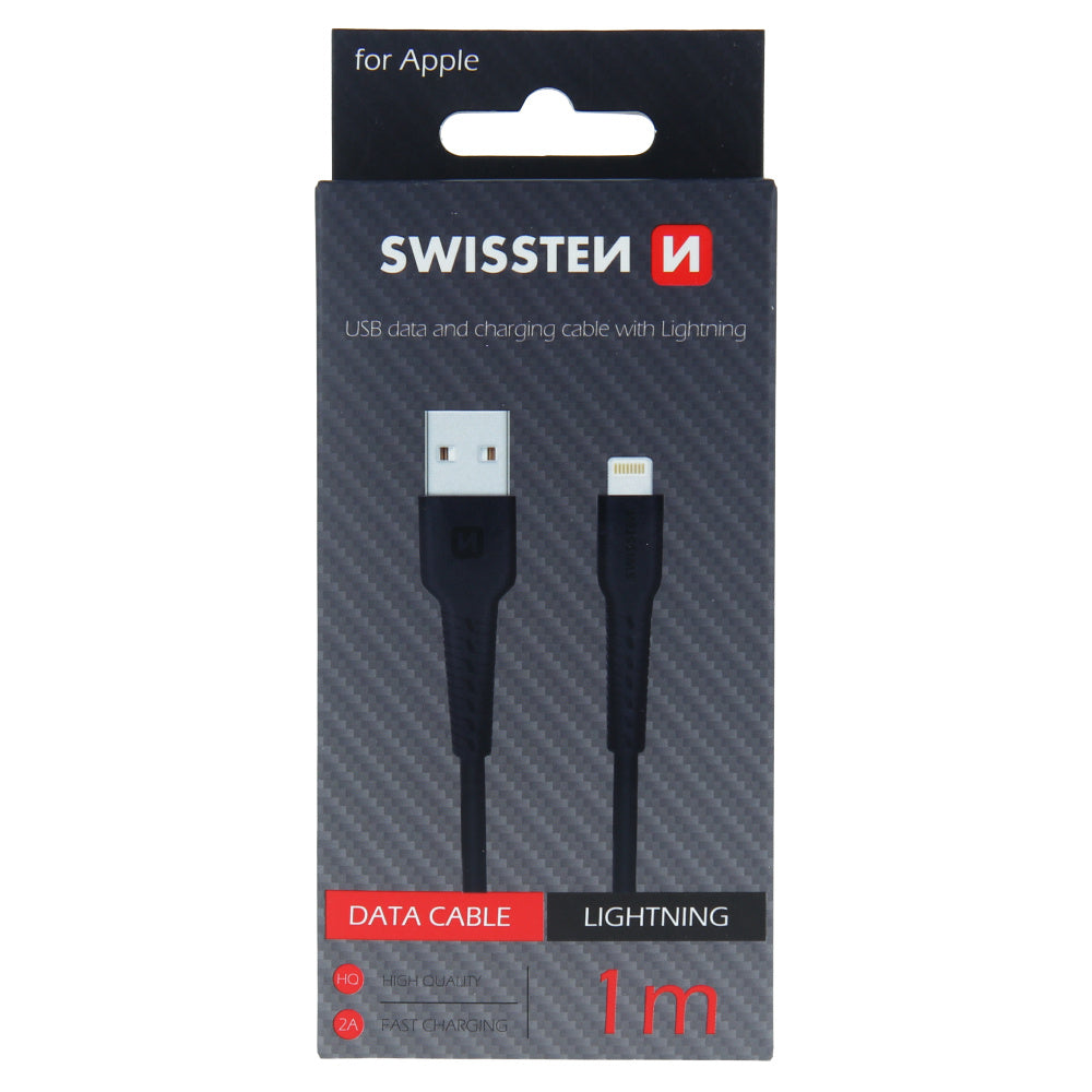 Swissten Lightning cable, 1m, black