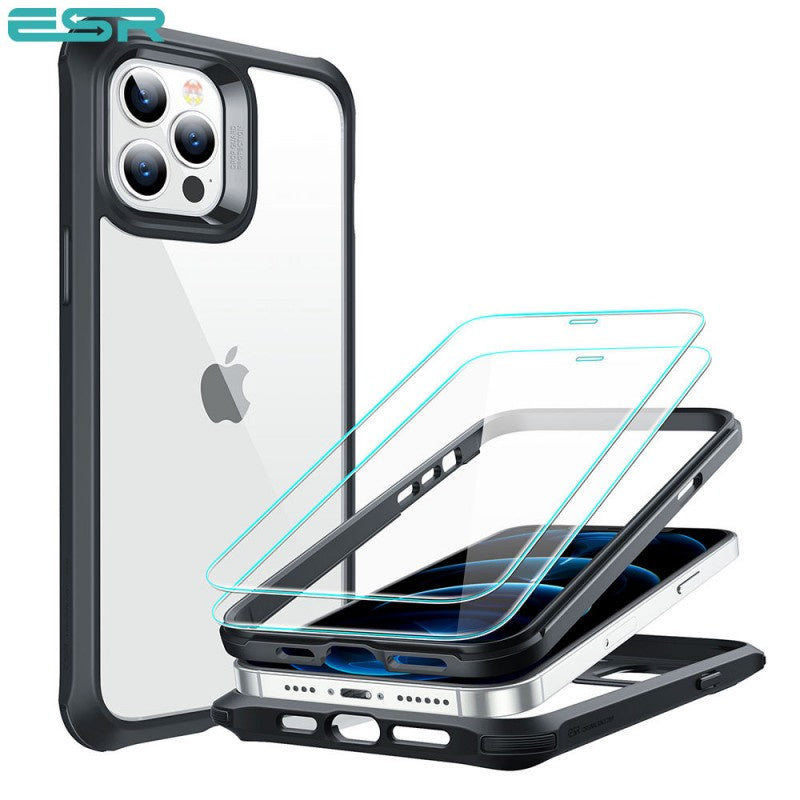 ESR Alliance 2in1- Black Frame Case + 2 Panssarilasit Screen Protectors iPhone 12 Pro Max