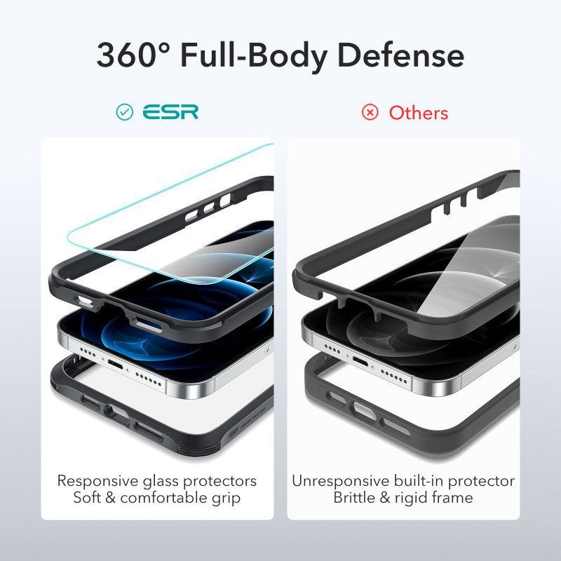 ESR Alliance 2in1- Black Frame Case + 2 Panssarilasit Screen Protectors iPhone 12 Pro Max