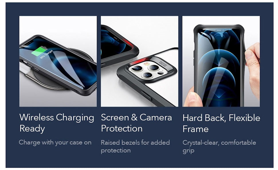 ESR Alliance 2in1- Black Frame Case + 2 Panssarilasit Screen Protectors iPhone 12 Pro Max