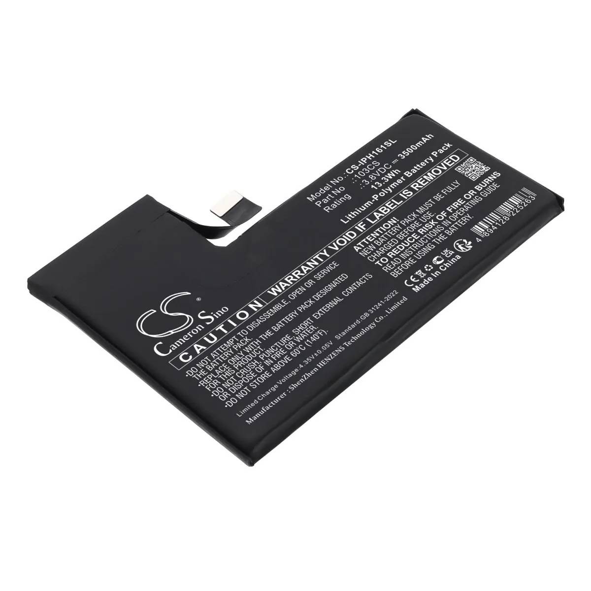 Musta iPhone 16 Pro -akku valkoisella taustalla