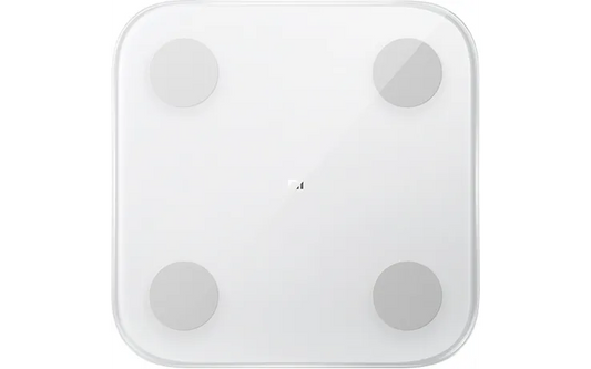 Xiaomi Body Composition Scale 2 kehoanalyysivaaka valkoinen lasipinta yläkuva