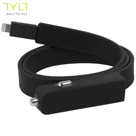 TYLT Band Non-Tangle 2.1A Lightning autolaturi musta kaapeli kierrettynä