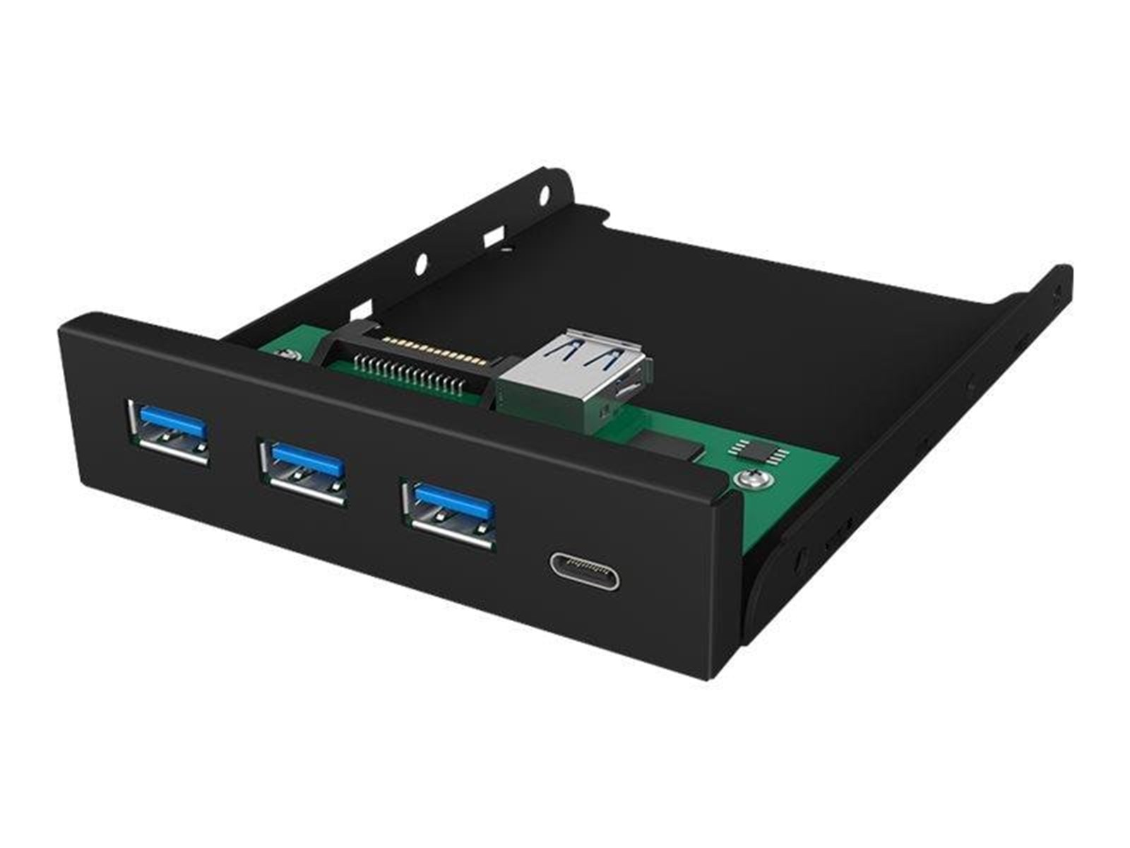 Sharkoon 4-Port USB 3.0 Hub Internal 3.5 tuumaa etupaneeli musta