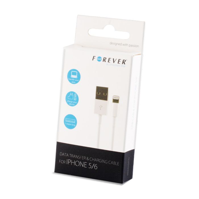 Forever Litteä Dock kaapeli iPhone 3/4 puhelimille 1m, sininen – DigiShop Helsinki
