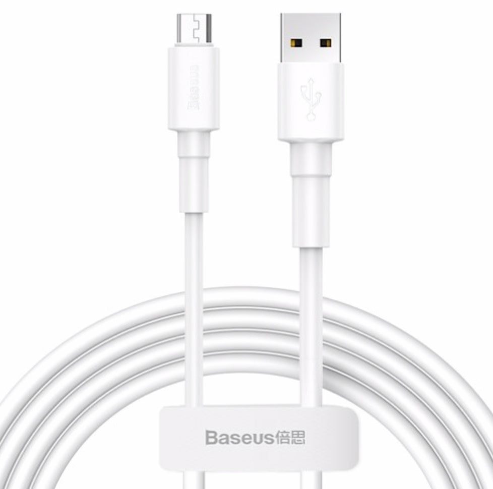 Baseus USB A to Micro USB cable 2,4A, 1m, white - DigiShopGroupOY
