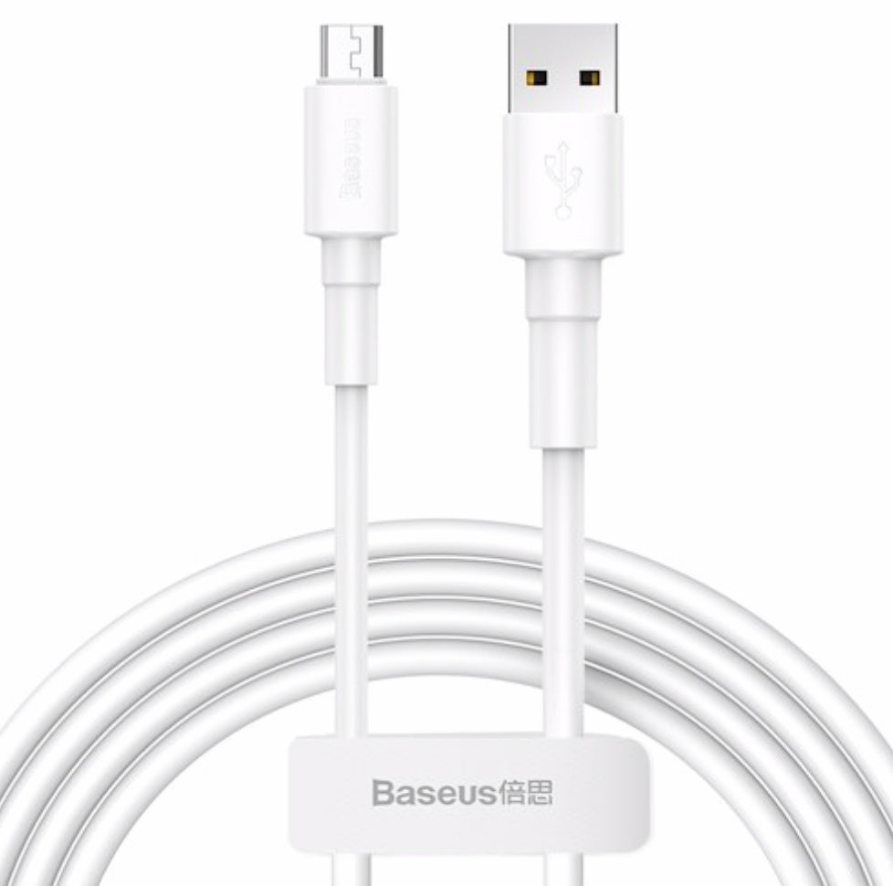 Baseus USB A to Micro USB cable 2,4A, 1m, white - DigiShop