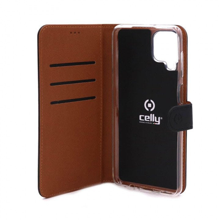 Celly Wally Lompakkokotelo Samsung Galaxy A12 / M12, Musta - DigiShop