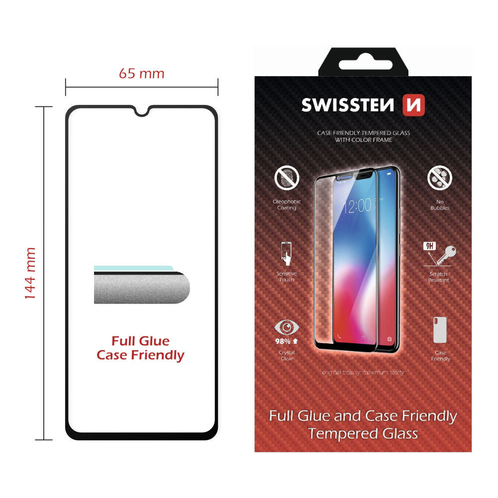 Swissten Panssarilasi Samsung A70 (Case Friendly) - Musta - DigiShop