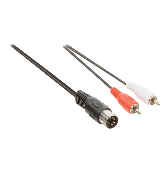 Valueline Audiokaapeli, 5-pin DIN uros-2xRCA uros, 1M Musta