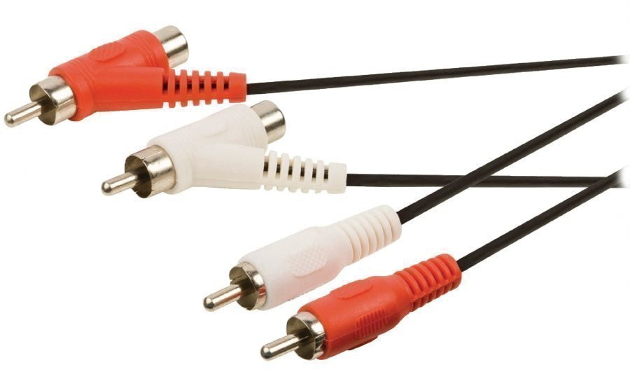 Valueline Stereo RCA-Äänikaapeli, 2xRCA Uros-2x RCA Uros+Naaras, 2M musta