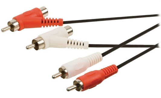 Valueline Stereo RCA-Äänikaapeli, 2xRCA Uros-2x RCA Uros+Naaras, 2M musta