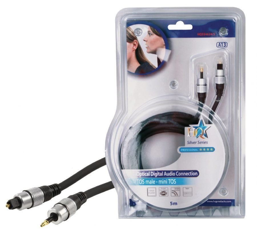 High-quality Optical Connection Cable, TOS male - Mini TOS, 5M