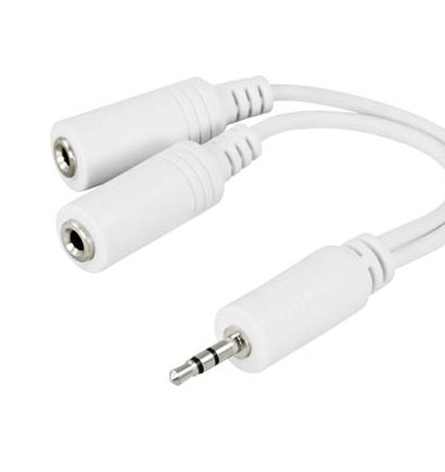 Deltaco Multimedia-jakajakaapeli 2.5mm Uros - 2x2.5mm Naaras, 1m, valkoinen