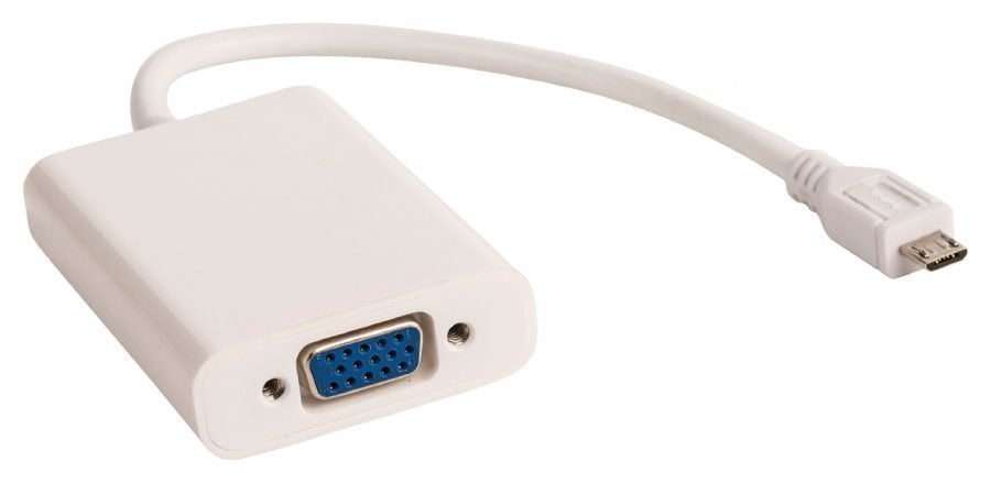 Valueline MHL-Sovitinkaapeli MicroB Uros - VGA / 3.5mm Jack Naaras, 0.2M Valkoinen